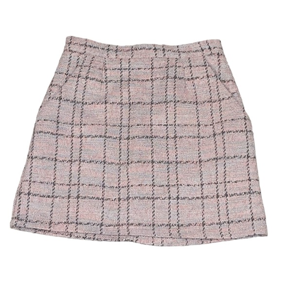 Women’s 8 Birdies Pink Plaid Knit Mini Skirt Small - Picture 1 of 5